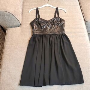 A New York Dress Faux Vegan Leather Biker Goth Little Black Dress Size Small
